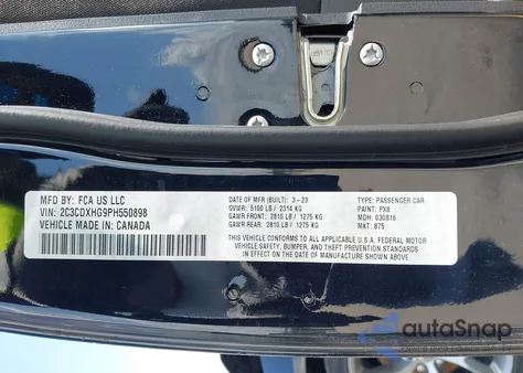 2023 Dodge Charger Gt z USA, uszkodzony, nr VIN 2C3CDXHG9PH550898